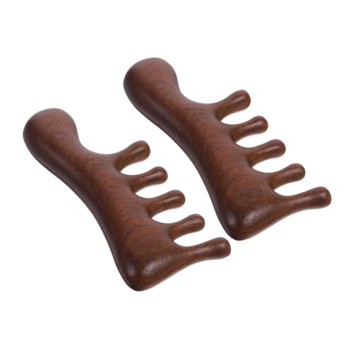 BAZEITFLOW 2 Stück Teiliges Breiter Holzkamm mit Massagefunktion Statikfreier Kopfmassage Kamm für Männer und Frauen Glatter Holzgriff zum Entwirren und bei Nassem und Trockenem Haar von BAZEITFLOW