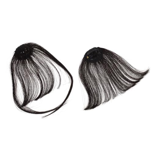 BAZEITFLOW 2 Stück Teiliges Dünne Clip in Haarfransen für Damen Natürliche Schwarze Spitzen Fransen Unsichtbar Tragbar Einfach Anzubringen Realistische Front Haarverlängerung Modischer von BAZEITFLOW