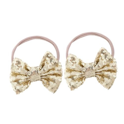 BAZEITFLOW 2 Stück Teiliges Haarband mit Pailletten Schleife Elastisches Stirnband für Kleinkinder und Junge Mädchen Weiche Kopfbedeckung für Neugeborene und Mädchen Hautfreundliches von BAZEITFLOW