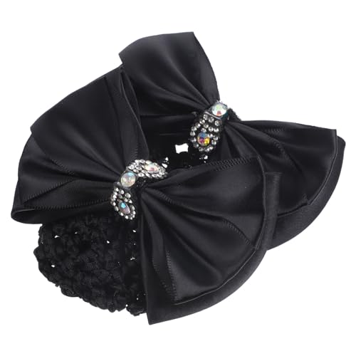 BAZEITFLOW 2 Stück Teiliges Haarnetz mit Schleifen Clip Klassische Schwarze Dutt Abdeckung Eleganter Haarschmuck für Damen für Krankenschwestern Stewardessen und Formelle Anlässe von BAZEITFLOW