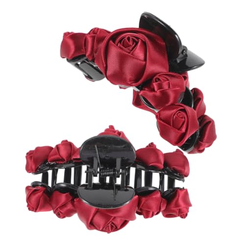 BAZEITFLOW 2 Stück Teiliges Haarschmuck mit Roten Rosen Große Haarklammer für Damen Starker Vielseitiger Haarclip für Dickes und Dünnes Haar Geeignet für Hochzeit Valentinstag und Alltag von BAZEITFLOW