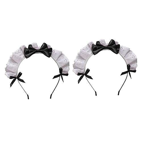 BAZEITFLOW 2 Stück Teiliges Lolita Haarschleifen Spitzen Universelle Süßer Kopfschmuck für Damen Geeignet für Party Cosplay Hochzeit Karneval Halloween und Bühnenauftritte von BAZEITFLOW