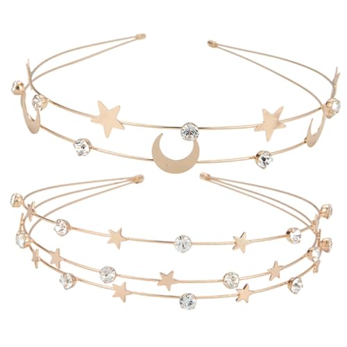 BAZEITFLOW 2stücke Goldene Stern-haarreifen Für Damen Metall-stirnbänder Süße Haaraccessoires Für Mädchen Haarschmuck Für Hochzeit Und Geburtstag Kopfschmuck Für Damen von BAZEITFLOW