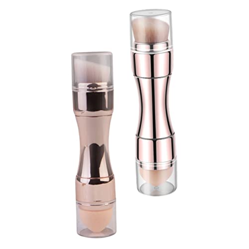 BAZEITFLOW 2 Stück Teiliges Multifunktionales Kosmetikpinsel Mädchen Tragbarer Lidschatten Concealer Foundation pinsel in Gold und Roségold Weich und Leicht zu Reinigen von BAZEITFLOW