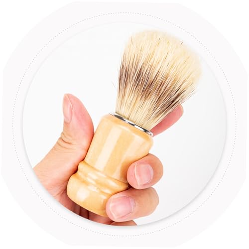 BAZEITFLOW 2 Stück Teiliges Rasierpinsel Holzgriff Bartpflege Shave Accessory Herren Geschenk für Vater und Freund zur Nassrasur und Schaumherstellung von BAZEITFLOW