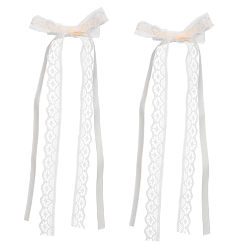 BAZEITFLOW 2 Stück Teiliges Spitzen Haarspangen Cremeweiße Schleifen Stabile Clips Angenehm Vielseitig für Damen und Mädchen Eleganter Haarschmuck für Alltag und Hochzeit von BAZEITFLOW