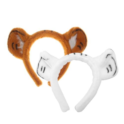 BAZEITFLOW 2 Stück Tiger Ohr Haarreifen Cartoon Stirnband mit Dekorativen Tierohren für Damen Karneval Halloween Party Haarschmuck Geschenkidee von BAZEITFLOW