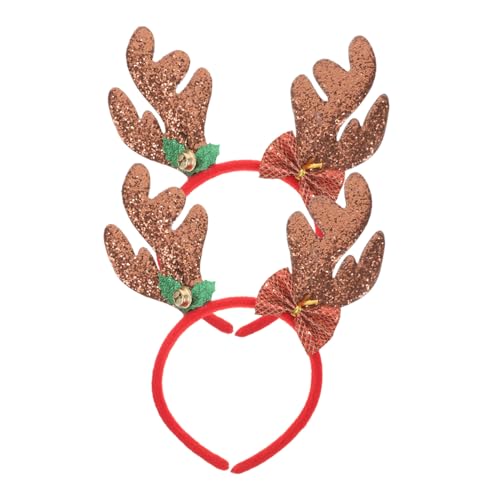BAZEITFLOW 2 Stück Weihnachtliches Rentier Geweih Haarband Damen Leichtes Langlebiges Party Haarreif Haarschmuck mit Funkelndem Glitzer für Festliche Feiern und Versammlungen von BAZEITFLOW