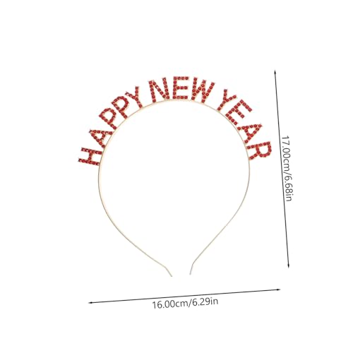 BAZEITFLOW 2 Stücke Teiliges Strass Haarreif Happy Year Dekoratives Langlebiges Party Stirnband in Rot und Roségold Modisches Damen Haarschmuck für Silvester Weihnachten Festliche Anlässe von BAZEITFLOW