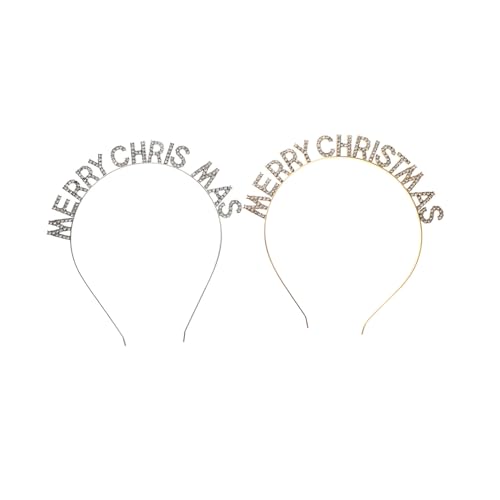BAZEITFLOW 2 Stücke Weihnachts Haarreifen mit Merry Christmas Buchstaben aus Funkelnden Strasssteinen Leichte und Bequeme Party Haarbänder für Damen Festliche Haarschmuck für Silvester und von BAZEITFLOW