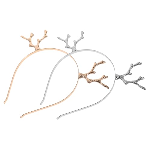 BAZEITFLOW 2 Teiliges Rentier Geweih Haarreif aus Langlebigem Metalllegierung Niedlicher Weihnachts Haarschmuck für Damen für Party Cosplay und Festliche Fotosessions von BAZEITFLOW