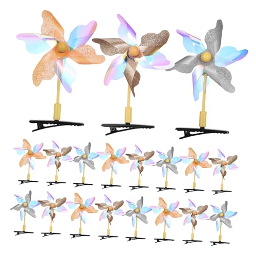 BAZEITFLOW 20 Stück Funkelnde Windmühlen Haarspangen für Damen und Mädchen Stabile Kunststoff Metall Haarklammern mit Pailletten Bunte Haar Accessoires für Alltag Party von BAZEITFLOW