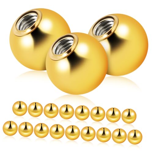 BAZEITFLOW 20 Stück Spacer Perlen für Schmuckherstellung Goldene Piercingkugeln für Bauchnabelringe und Körper Schmuck Hochwertige Vielseitige Bastelperlen für Damen von BAZEITFLOW