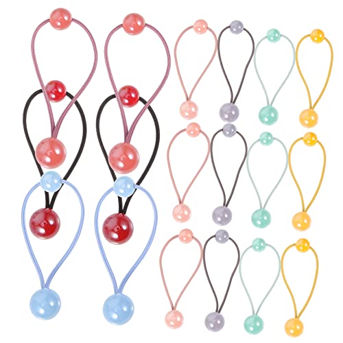 BAZEITFLOW 28 Stck Teiliges Haargummi für Mädchen Elastische Haargummis mit Doppelperlen Bunte Dehnbare Haarschleifen für Vielseitiger Haarschmuck für Pferdeschwanz und Dutt Bequem und von BAZEITFLOW