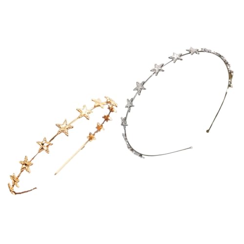 BAZEITFLOW Fünfzackige Stern Stirnbänder 2 Stücke Haarschmuck für Mädchen Legierungs Haarreifen Schickes Haaraccessoire für Partys und Alltagskleidung von BAZEITFLOW