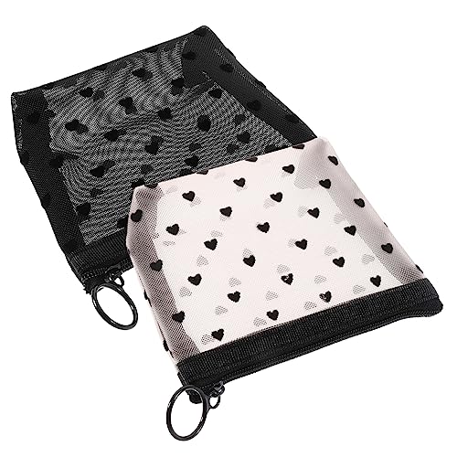 BAZEITFLOW 2 Stück Kosmetiktaschen Für Damen Kleine Make up Taschen Tragbare Kulturbeutel Für Reisen Nylon Atmungsaktiv Beige Mit Schwarzen Punkten Für Schmuck Schlüssel Und Kosmetik von BAZEITFLOW