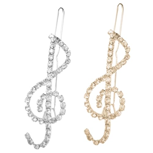 BAZEITFLOW 2 Stück Haarspangen mit Musiknoten Glitzernde Haarschmuck Clips für Damen Strass Haarnadeln für Partys und Besondere Anlässe von BAZEITFLOW