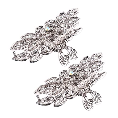 BAZEITFLOW 2 Stück Frauen Retro Strass Haarklammer Blumenhaarklaue Für Dickes Und Dünnes Haar Rutschfeste Haarspange Für Hochzeiten Partys Und Alltag in Weiß Mit Strasssteinen von BAZEITFLOW