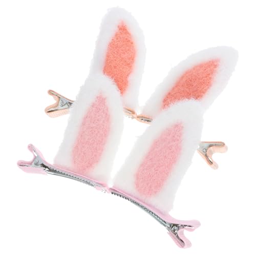 BAZEITFLOW 2paare Hasenohr-haarspangen Kaninchen-haarschmuck Für Mädchen Frühlings-haar-accessoires Häschen-haarspangen Aus Legierung Und Plüsch Haarschmuck von BAZEITFLOW