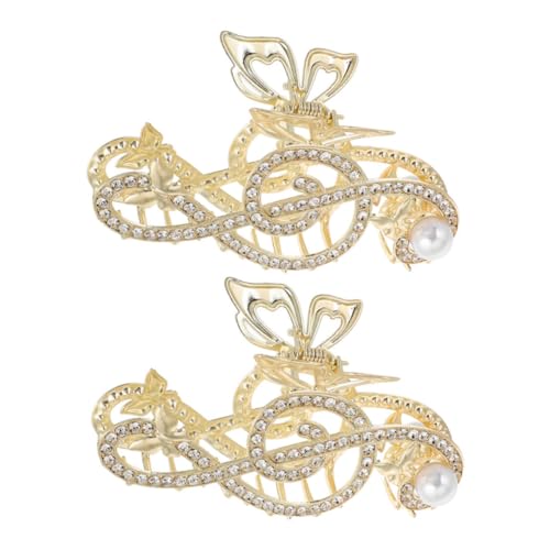 BAZEITFLOW 2stücke Mädchen Musiknote Perle Haarklammer Mit Strass Rutschfeste Haarspange Für Dickes Haar Für Hochzeiten Und Partys Elegantes Haarstyling von BAZEITFLOW