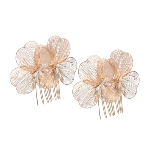 BAZEITFLOW 2stücke Eleganter Goldener Blumen Haarkamm Handgefertigter Brautschmuck Für Hochzeiten Barocke Haaraccessoires Für Braut Und Brautjungfern Dekorative Frisuren Für Besondere Anlässe von BAZEITFLOW