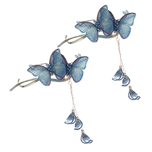 BAZEITFLOW 2stücke Schmetterlings Haarspange Metall Haar Klammer Für Frauen Mit Quaste Haarschmuck Für Dickes Haar Styling Accessoires Für Damen Outfit von BAZEITFLOW