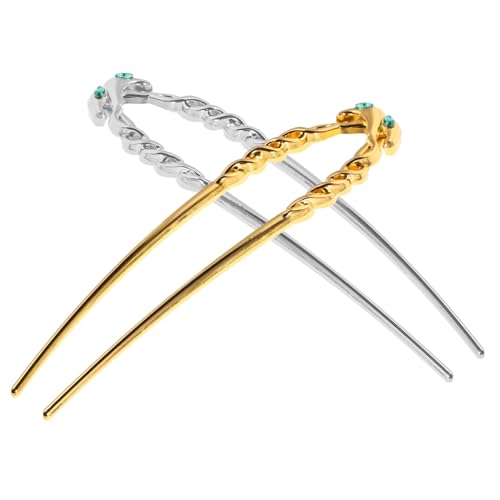 BAZEITFLOW 2stücke U-förmige Haarnadeln Aus Metall Für Damen Gedrehte Haarstäbe Vintage-frisuren Haarschmuck Kopfschmuck Metall-haaraccessoires von BAZEITFLOW