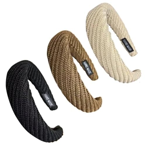 BAZEITFLOW 3 Stück Breites Damen Haarbänder aus Weichem Lammfell Stoff Haarreife für Frauen und Mädchen Leichte Langlebige Stirnbänder für Alltag Party und Fotoshootings von BAZEITFLOW