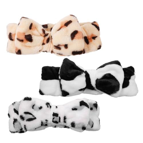 BAZEITFLOW 3 Stück Elastische Plüsch Stirnbänder mit Schleifenmotiv Weiche Hautfreundliche Wasch und Make Up Haarbänder für Damen Komfortabel Dehnbar Langlebig aus Korallenfleece von BAZEITFLOW