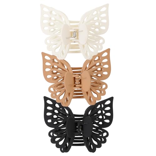 BAZEITFLOW 3 Stück Große Schmetterlings haarklammern Robuste Haarspangen für Damen Praktische Haargreifer für Dünnes und Dickes Haar für Alltag Party und Hochzeiten von BAZEITFLOW