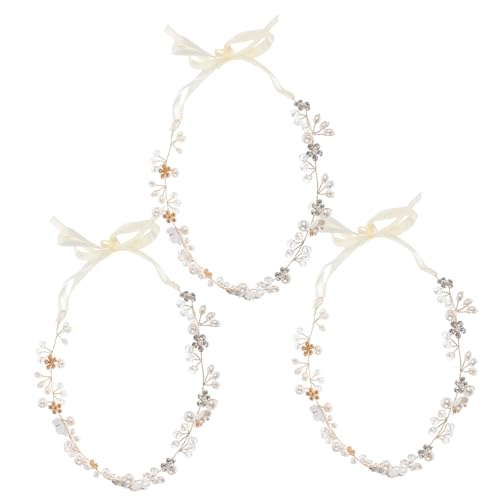BAZEITFLOW 3 Stück Teiliges Braut Haarband mit Goldfarbenen Strasssteinen Verstellbare Haarschmuck Stirnbänder für Frauen und Mädchen Geeignet für Hochzeit Abschlussball Party und Festliche von BAZEITFLOW