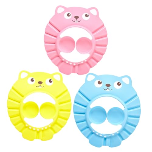 BAZEITFLOW 3 Stück Teiliges Duschhauben Verstellbar EVA Material Wasserdichter Ohrenschutz Badehut für Junge Mädchen Leicht Tragbar Komfortabel für Junge Mädchen Baden und Haare Waschen von BAZEITFLOW