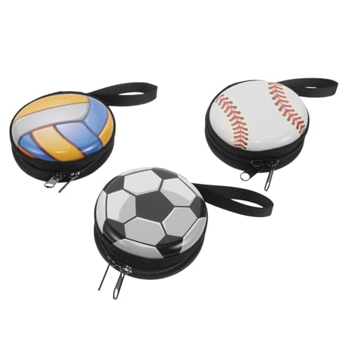 BAZEITFLOW 3 Stück Teiliges Fußball Münzbörsen aus Langlebigem Weißblech mit Reißverschluss Kleines Rundes Design Leicht und Tragbar für Kleingeld und Geschenke bei Festivals und Partys von BAZEITFLOW