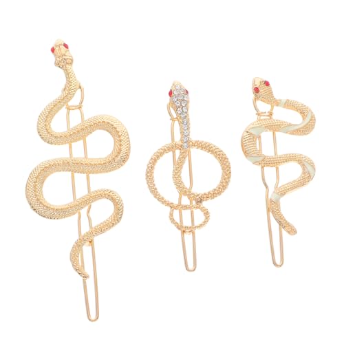 BAZEITFLOW 3 Stück Teiliges Goldenes Metall Haarspangen mit Ausgefallenem Schlangen Design Stilvolle Haarnadeln für Damen Modischer Haarschmuck für Alltag und Party von BAZEITFLOW