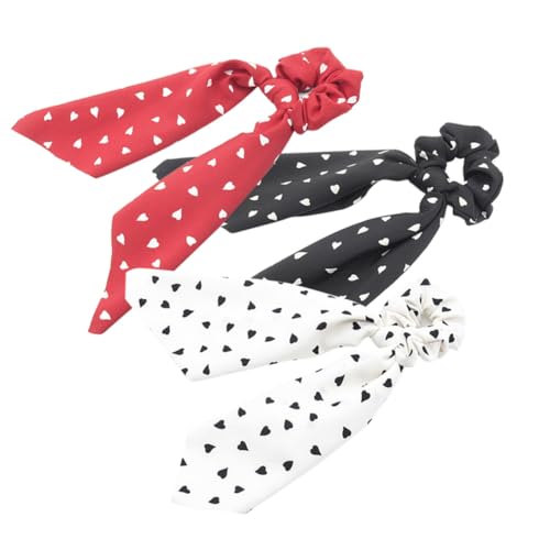 BAZEITFLOW 3 Stück Teiliges Haargummi mit Herzmotiv Elastische Haarschleifen aus Band Dekorative Haarbänder in und Rot Rutschfest Strapazierfähig für Mädchen und Damen für Alltag und von BAZEITFLOW