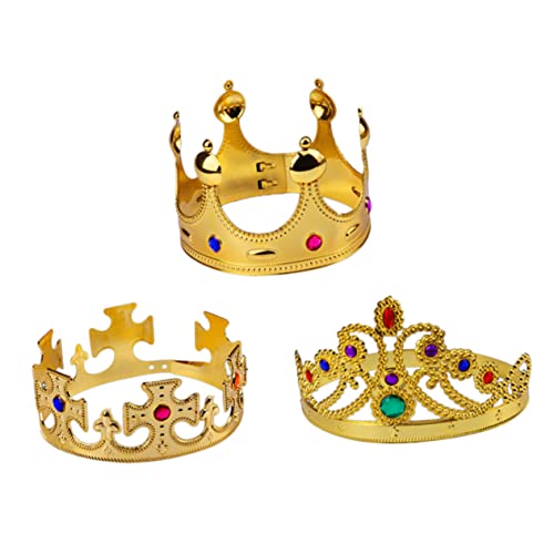 BAZEITFLOW 3 Stück Teiliges Haarreifen Goldene Krone für Mädchen Party Kostüm Alltagsdeko Bühnenauftritt Verstellbar Bequem Material von BAZEITFLOW