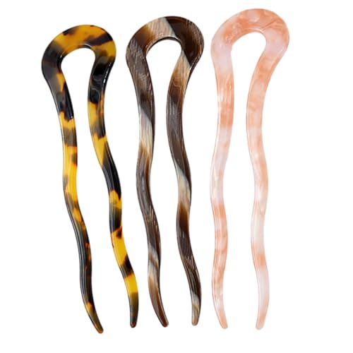 BAZEITFLOW 3 Stück Teiliges Haarschmuck U Förmige Haarforken aus Acetat Langlebig und Leicht Haarnadel für Damen für Dutt Pferdeschwanz und Vielseitige Frisuren Modisch für Alltag und von BAZEITFLOW