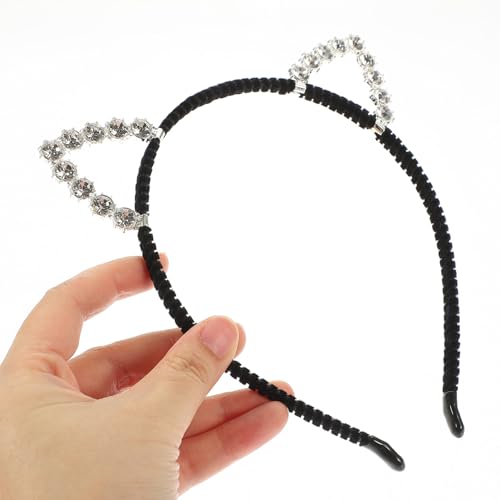 BAZEITFLOW 3 Stück Teiliges Katzenohren Haarreif mit Strass Eleganter Haarclip Rutschfestes Party Accessoire für Damen Cosplay Stirnband für Kostüm Themenpartys von BAZEITFLOW