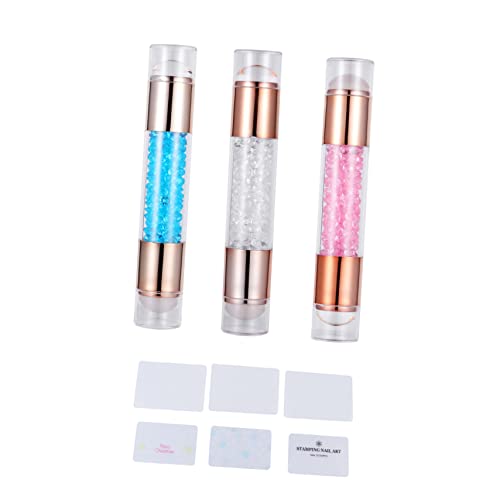 BAZEITFLOW 3 Stück Teiliges Maniküre Nail Art Stamper Doppelkopf Silikon Nagel Stempel Werkzeug für Nail Decor Supplies French Stempel Nageldesign Zubehör in Weiß und Blau von BAZEITFLOW