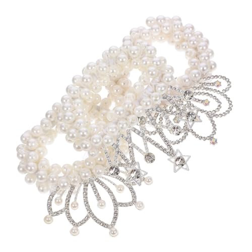 BAZEITFLOW 3 Stück Teiliges Perlen Haargummis mit Krone Elastische Haarschmuck für Mädchen Bezaubernde Haarbänder mit Verschiedenen Designs Krone von BAZEITFLOW