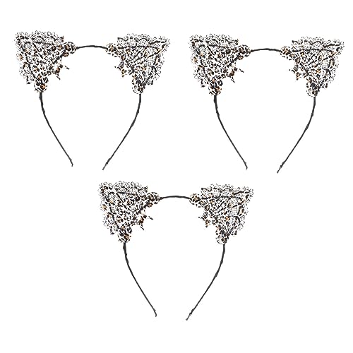 BAZEITFLOW 3 Stück Teiliges Spitzen Katzenohren Haarreif Hautfreundlich Geruchlos Leicht Modischer Haarschmuck für Damen für Halloween Karneval Partys und Kostüme von BAZEITFLOW