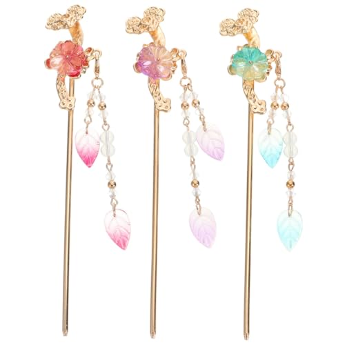BAZEITFLOW 3 Stück Vintage Haarstäbchen Teilig Chinesische Haarnadeln mit Quasten Stilvoller Haarschmuck für Damen Leicht zu Tragen und Fester Sitz für Dutt und Verschiedene Frisuren Passend von BAZEITFLOW