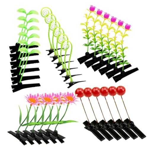 BAZEITFLOW 30 Stück Teiliges Kleine Pflanzen haarspangen für Mädchen Niedliche Haarklammern aus Langlebigem Material Farbige Dekorative Haarschmuck für Alltag Geburtstag von BAZEITFLOW