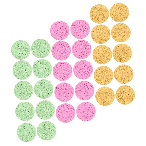 BAZEITFLOW 30 Stück Teiliges Make Up Schwämme aus Runde Gesichtsreinigungsschwämme Sanftes Peeling und Make Up Entferner Gelb Grün Weich und Saugfähig von BAZEITFLOW