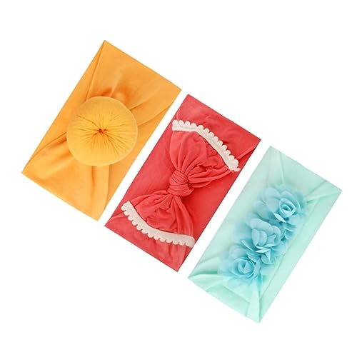BAZEITFLOW 3stücke Elastisches Stirnband Für Junge Mädchen Haarband Set Mit Donut Schleife Und Chiffonblume Weicher Für Mädchen Bequemes Und Schönes Kopfschmuck von BAZEITFLOW