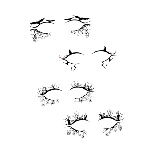 BAZEITFLOW 4 Paare Halloween Eyeliner Aufkleber Selbstklebend Leicht Tragbar Horror Augen Make Up Sticker Für Party Tanz Dekoration von BAZEITFLOW