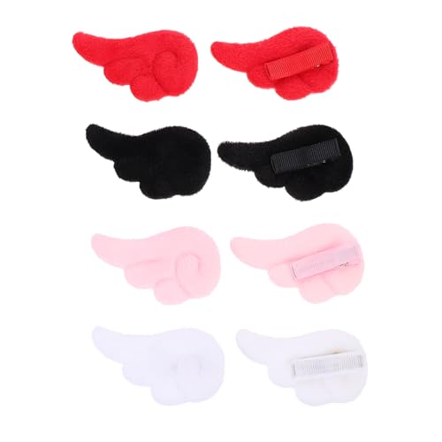 BAZEITFLOW 4 Paare Plüsch Engelsflügel Haarspangen für Teiliges in Weiß Rosa Schwarz und Rot Süßer Haarschmuck für Mädchen für Alltag Party und Festtage von BAZEITFLOW