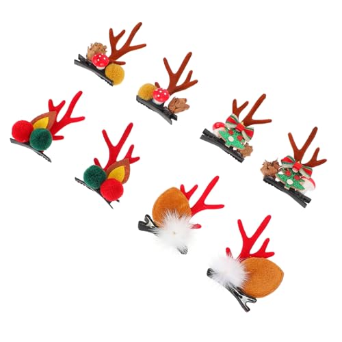 BAZEITFLOW 4 Paare Weihnachts Haarspangen Rentiergeweih Cartoon Haarklammern Festlich Bunte Haarschmuck für Frauen Mädchen Party Zubehör von BAZEITFLOW