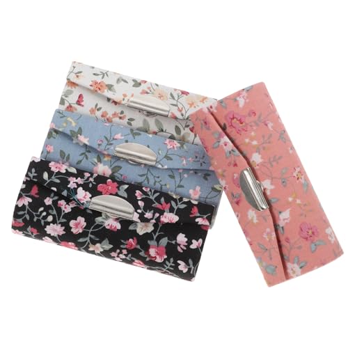 BAZEITFLOW 4 STÜCKE Teiliges Lippenstift Organizer Besticktem Blumenmuster Kosmetik Aufbewahrungsboxen in Blau Langlebig und Elegant für Make Up und Geschenkverpackung von BAZEITFLOW