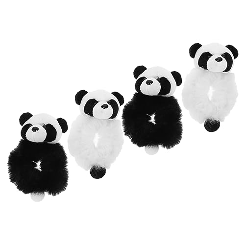 BAZEITFLOW 4 Stck Plüsch Panda Haargummi Teilig Weiche Elastische Haarschleifen für Mädchen Niedliche Haarfreundliche Scrunchies Vielseitige Ponytail Halter Charmantes Haaraccessoire in von BAZEITFLOW